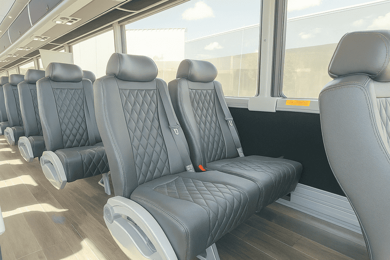 interior of Redondo Beach Coach Bus Service charter bus