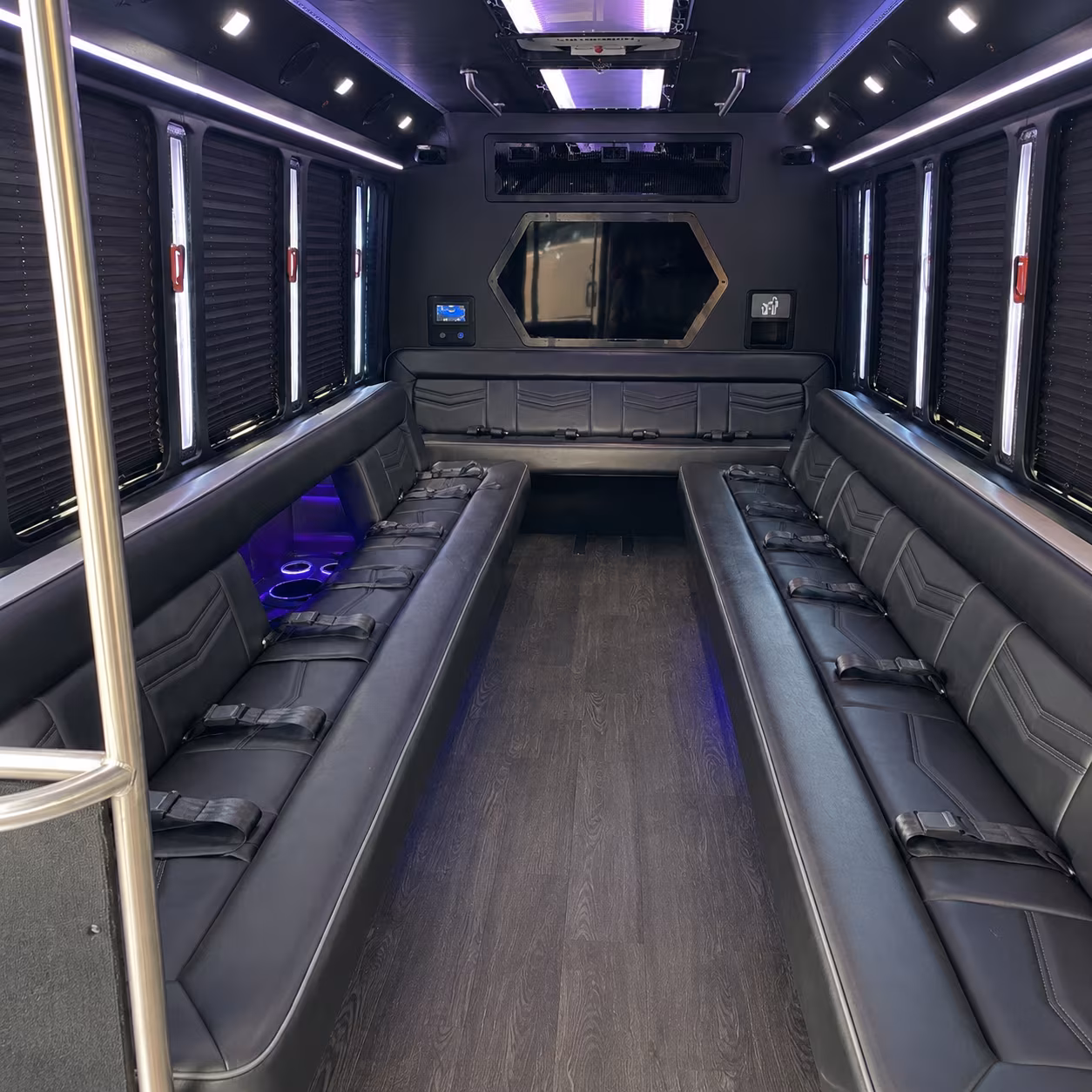 redondo beach 18 passenger party bus interior