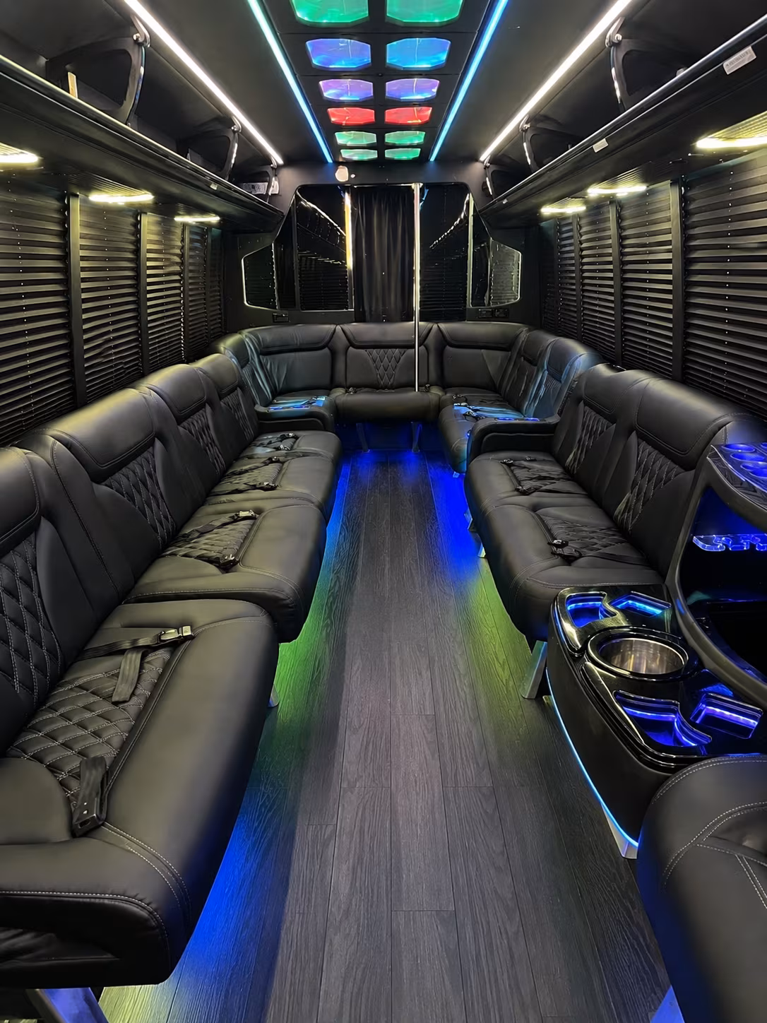 redondo beach 20 passenger party bus interior