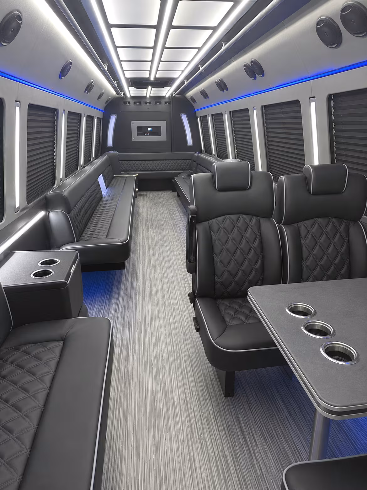 redondo beach 25 passenger party bus inside