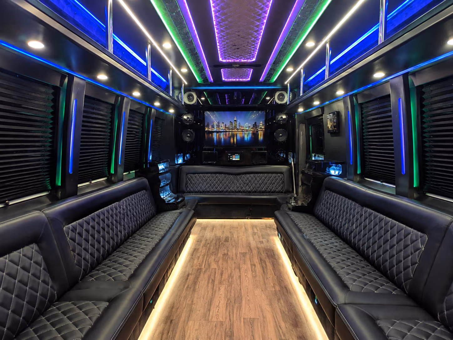 redondo beach 25 passenger party bus interior