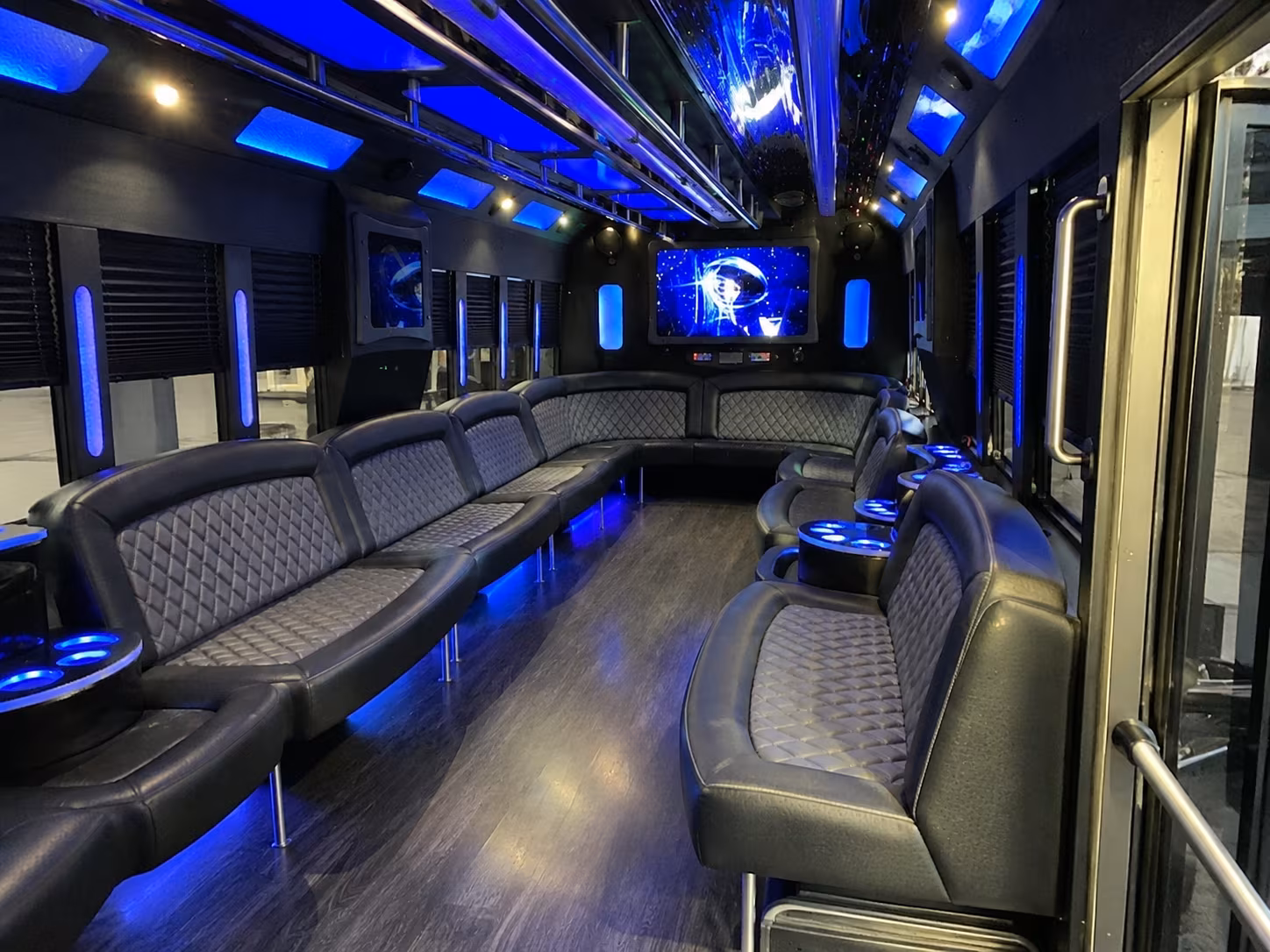 redondo beach 28 passenger party bus interior