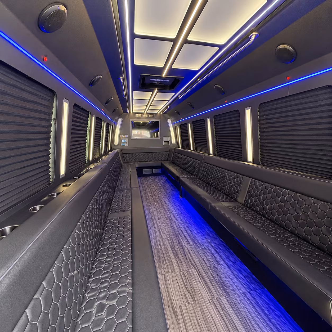 redondo beach 30 passenger party bus interior