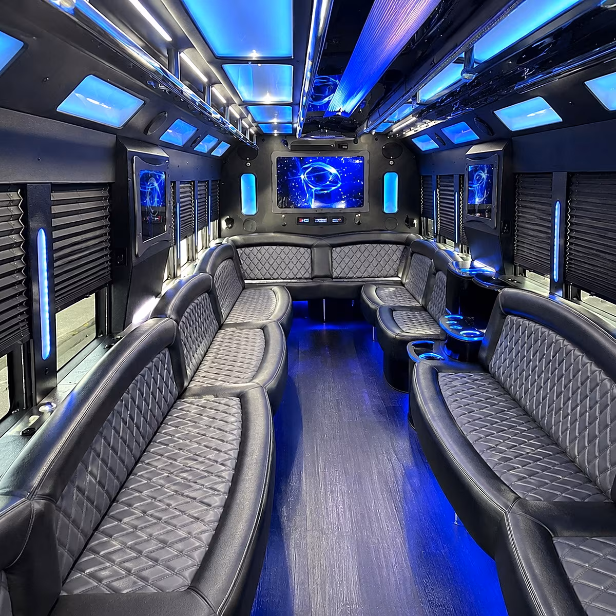redondo beach 50 passenger party bus interior