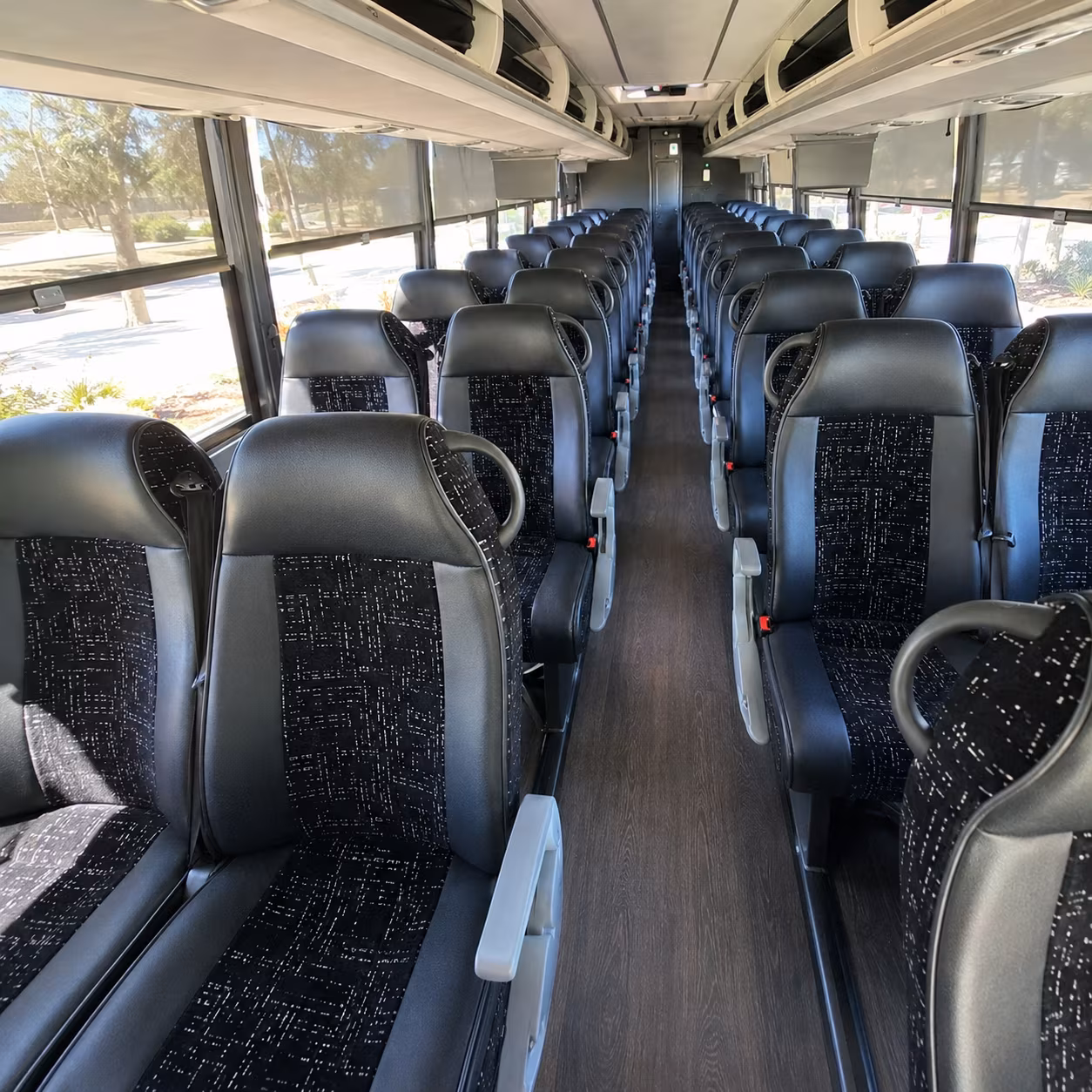 redondo beach 56 passenger charter bus inside