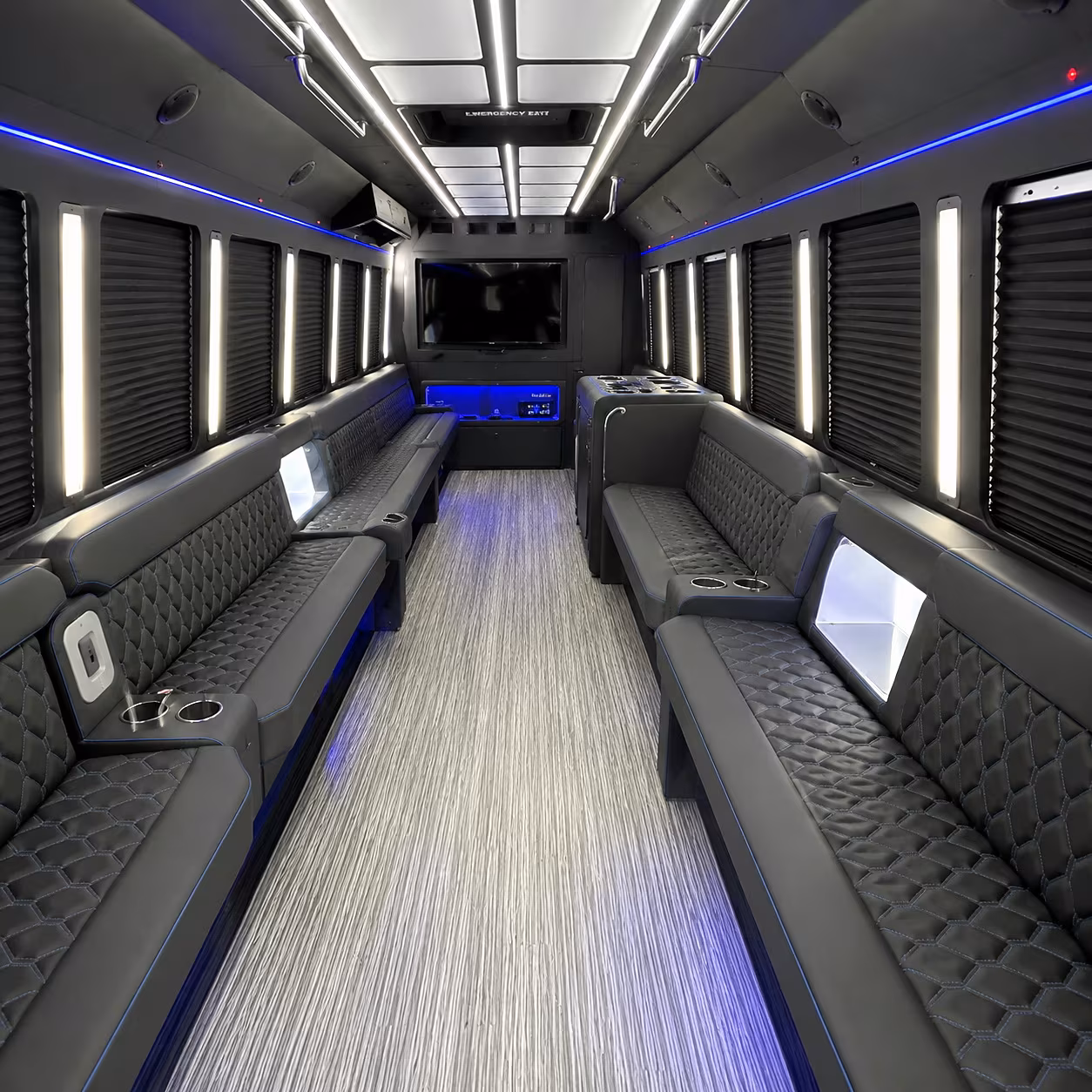 redondo beach party bus rental interior